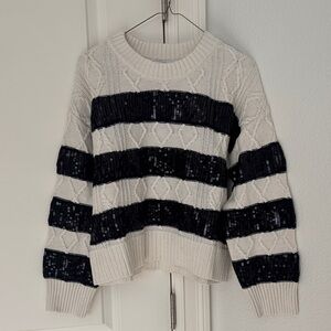 Evereve Black and Cream Sequin Sweater